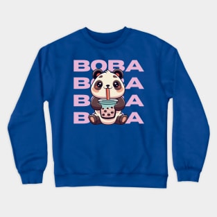 Boba Tea Panda | Cute Panda Drinking Boba Milk Tea Cartoon Crewneck Sweatshirt